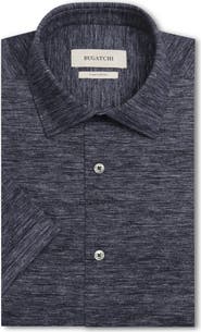 Bugatchi Miles OoohCotton® Space Dye Short Sleeve Button-Up Shirt