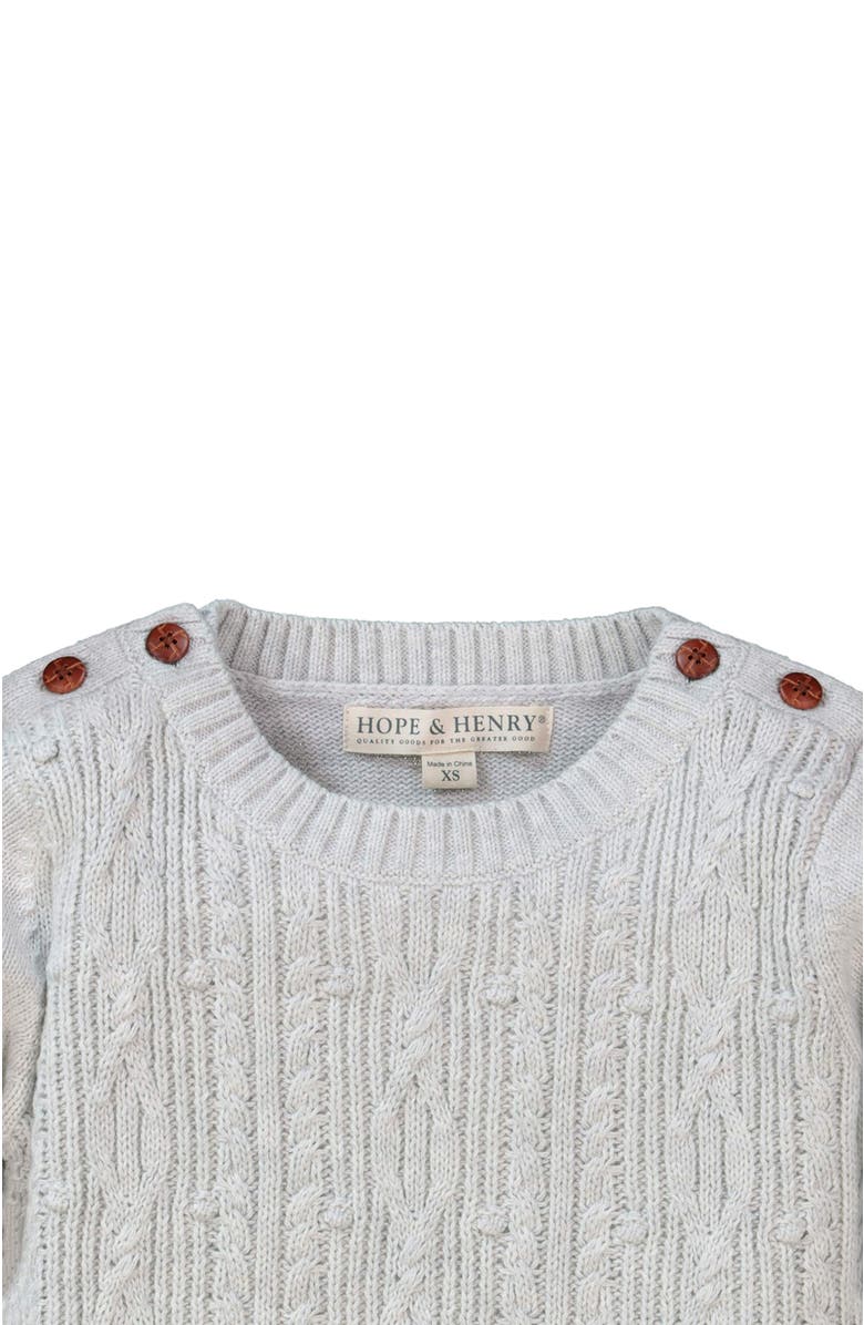 Hope & Henry Baby Girls' Cable Button Sweater, Infant, Alternate, color, Light Heather Gray