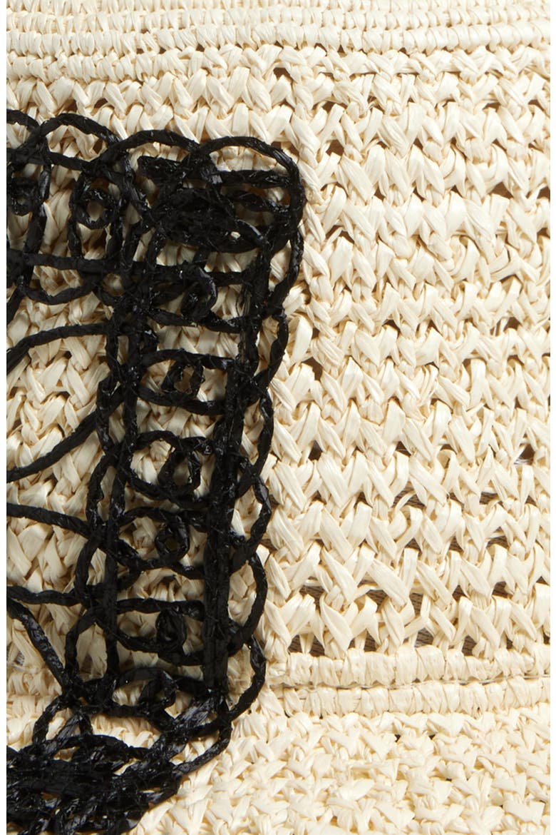 Maeve Straw Crochet Bucket Hat, Alternate, color, NATURAL/ BLACK