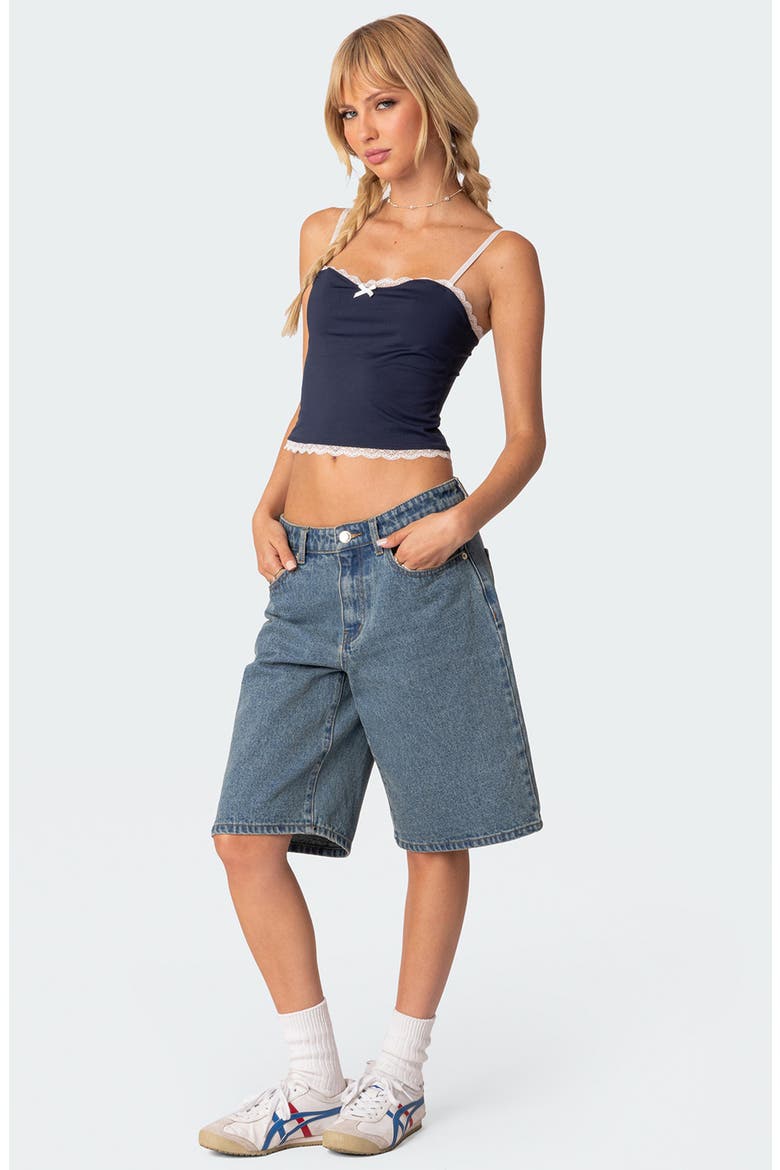 Alara Lace Trim Crop Camisole, Alternate, color, NAVY
