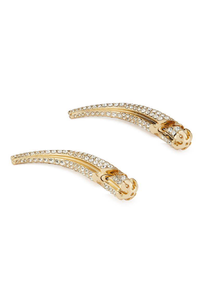 Pierced Front/Back Earrings, Alternate, color, LIGHT BRASS / CRYSTAL