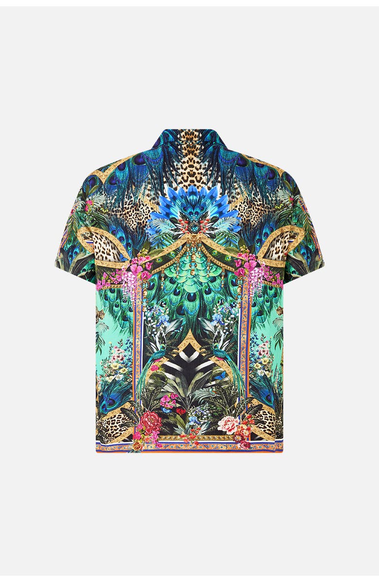 Camilla Short Sleeve Camp Collared Shirt, Alternate, color, Animal Alchemy