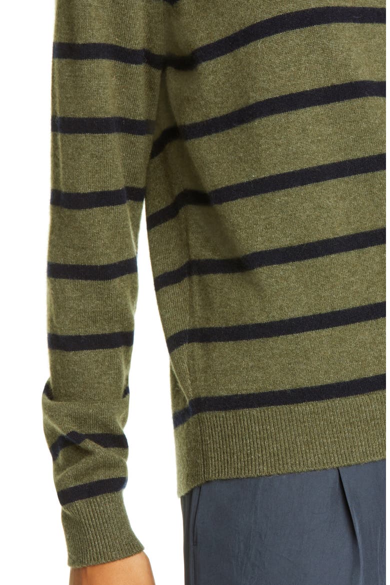 Stripe Wool & Cashmere Sweater, Alternate, color, LIGHT OLIVE/COASTAL