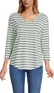 Lands' End 3/4 Sleeve Lightweight Jersey U-Neck Tunic