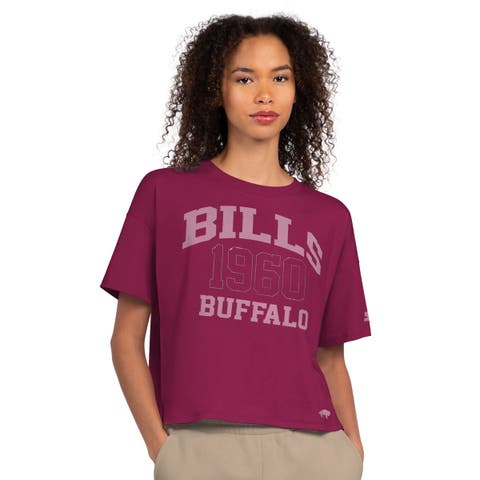 Women's Starter Maroon Buffalo Bills Rhinestone Boxy Cropped T-Shirt