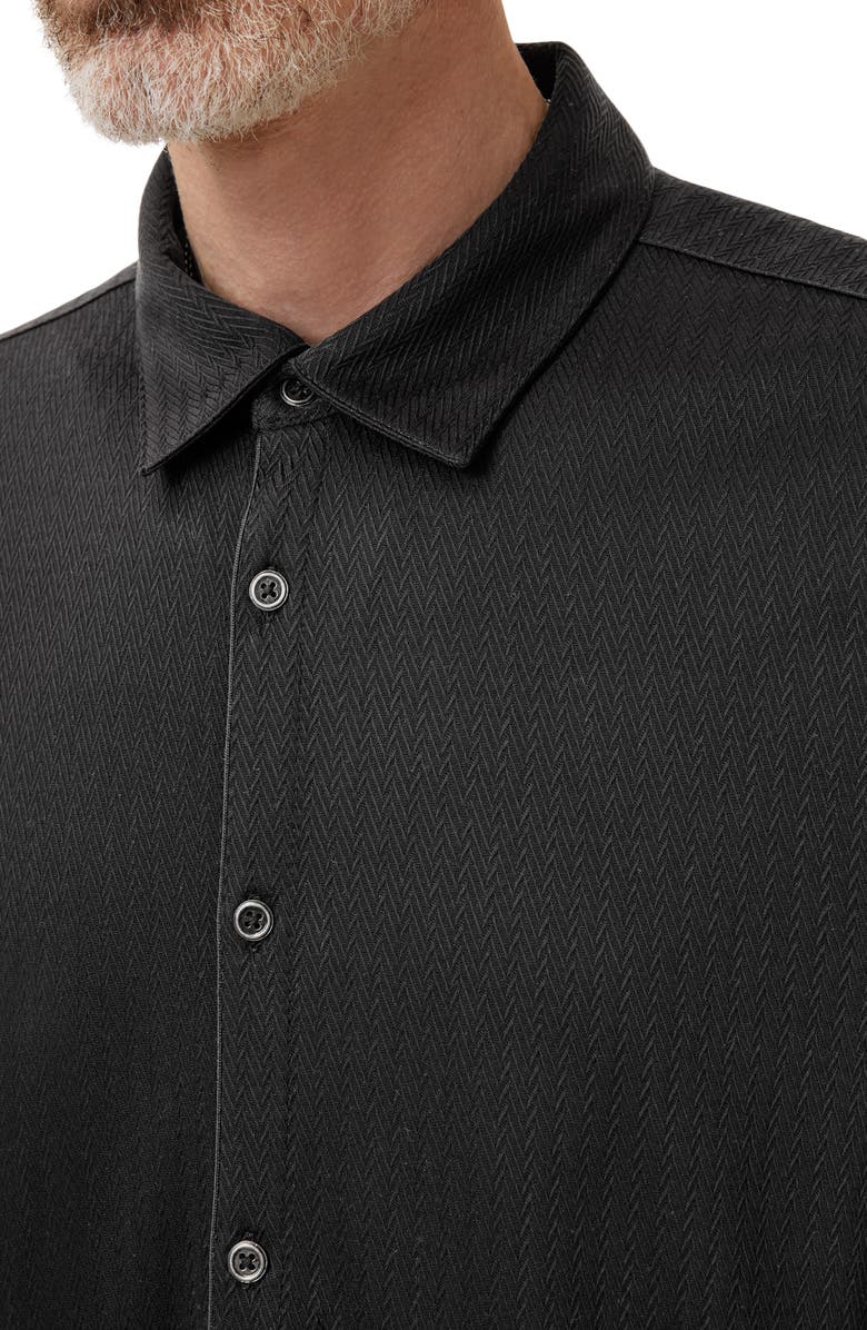 John Varvatos Caserta Regular Fit Textured Lyocell Button-Up Shirt, Alternate, color, Black