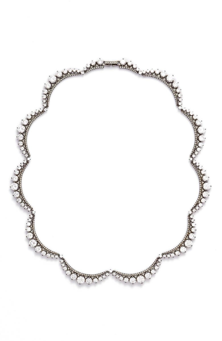 Nadri Crystal Crescent Link Necklace, Main, color, 