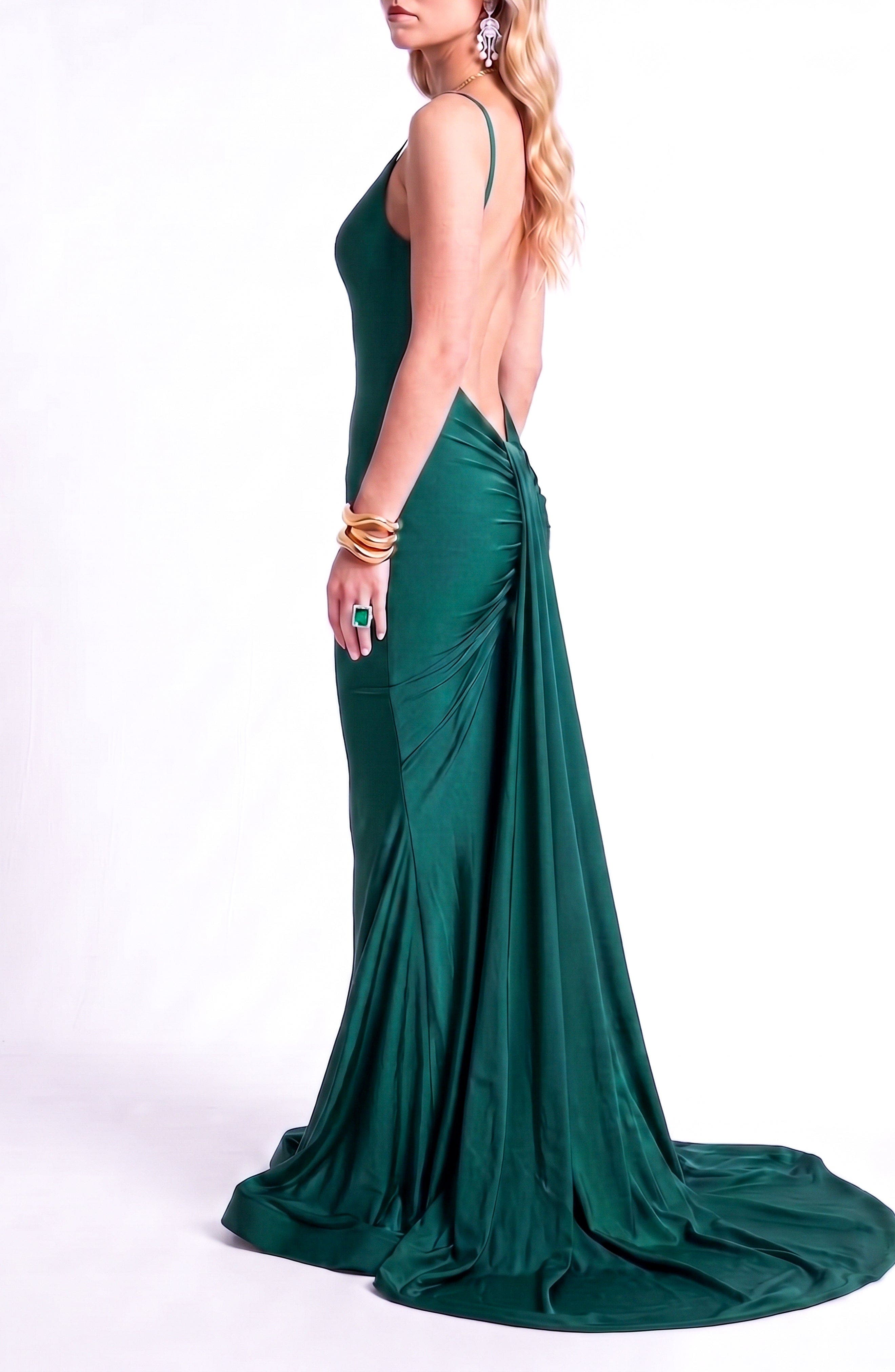 Jessica Angel Open Back Pleated Sweetheart Mermaid Gown (Women) | Nordstrom