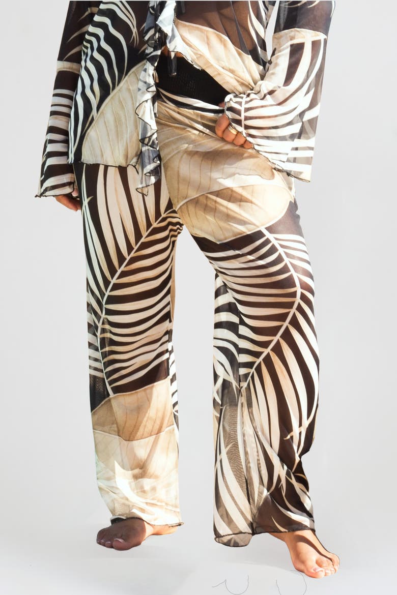 Print Wide Leg Resort Pants, Main, color, Black