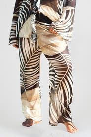 FASHION-SZN CURVE Print Wide Leg Resort Pants