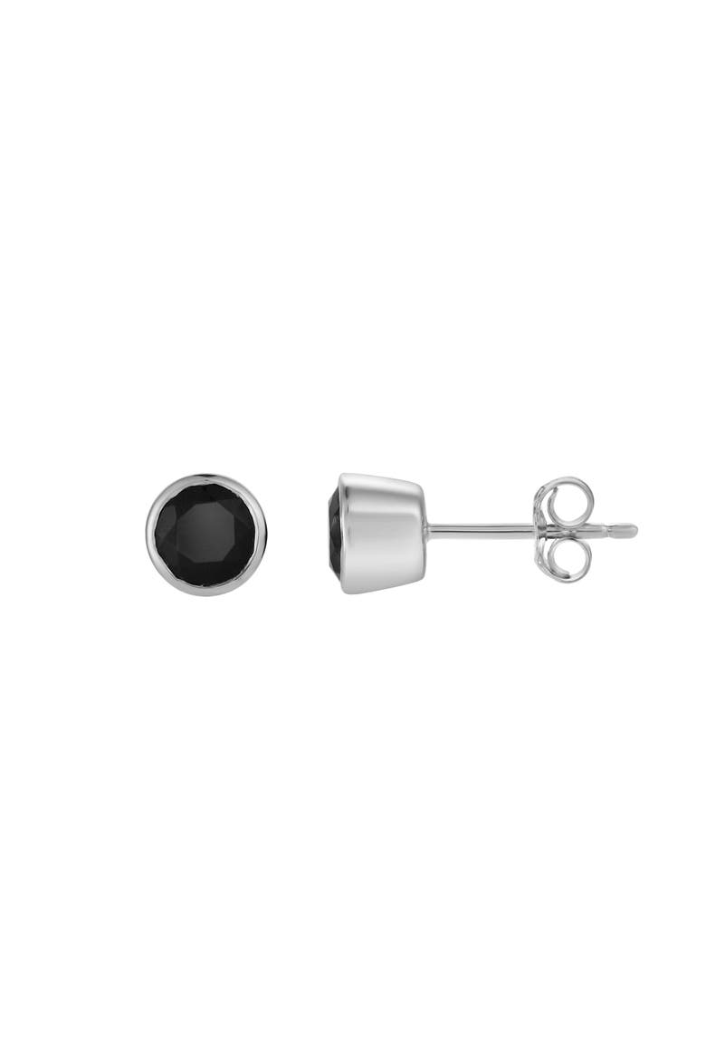 Yami 0.95CT Round Black Spinel Stud Earrings 925 Silver, Main, color, Sterling Silver
