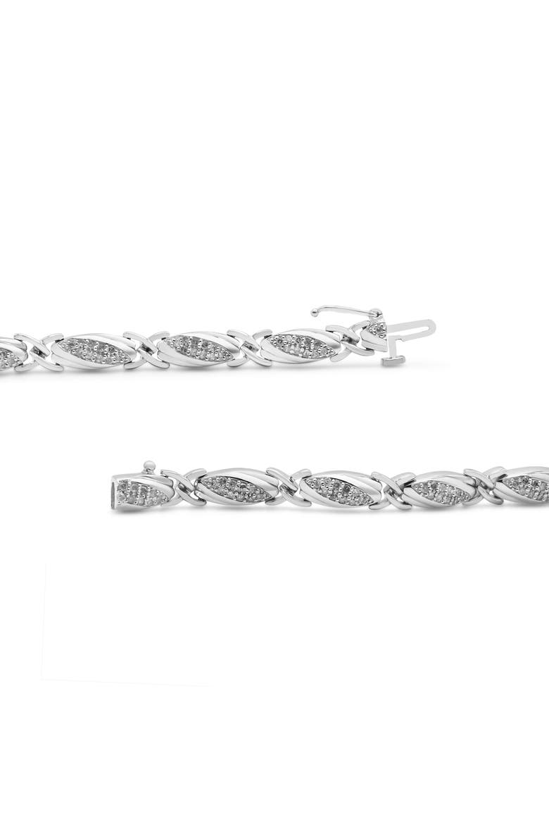 Silver 1.00 Cttw Round Diamond X-Link Bracelet, Alternate, color, White
