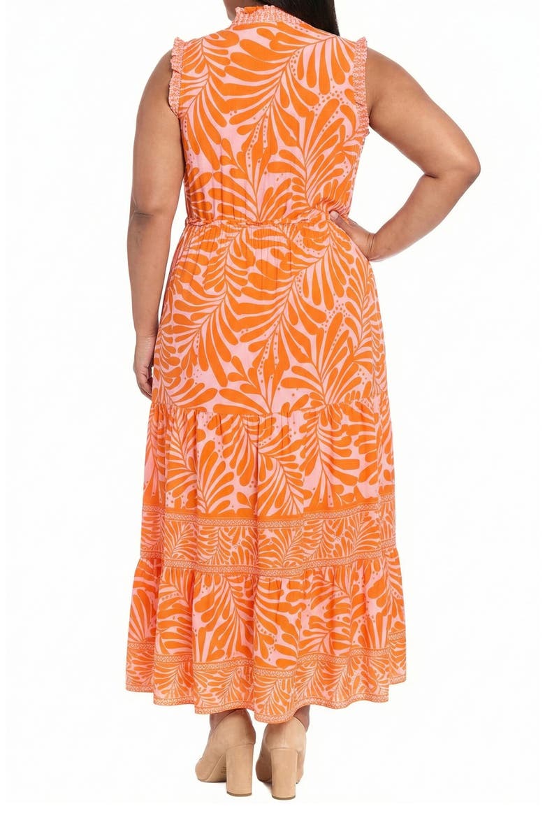 Ruffle Sleeveless Tiered Maxi Dress, Alternate, color, PINK/ CORAL