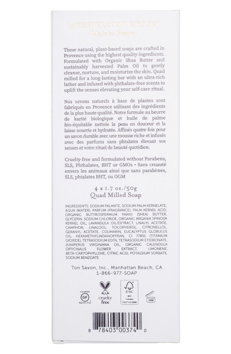 LA CHATELAINE Set of 4 Lavender Soaps Gift Set, Alternate, color, 