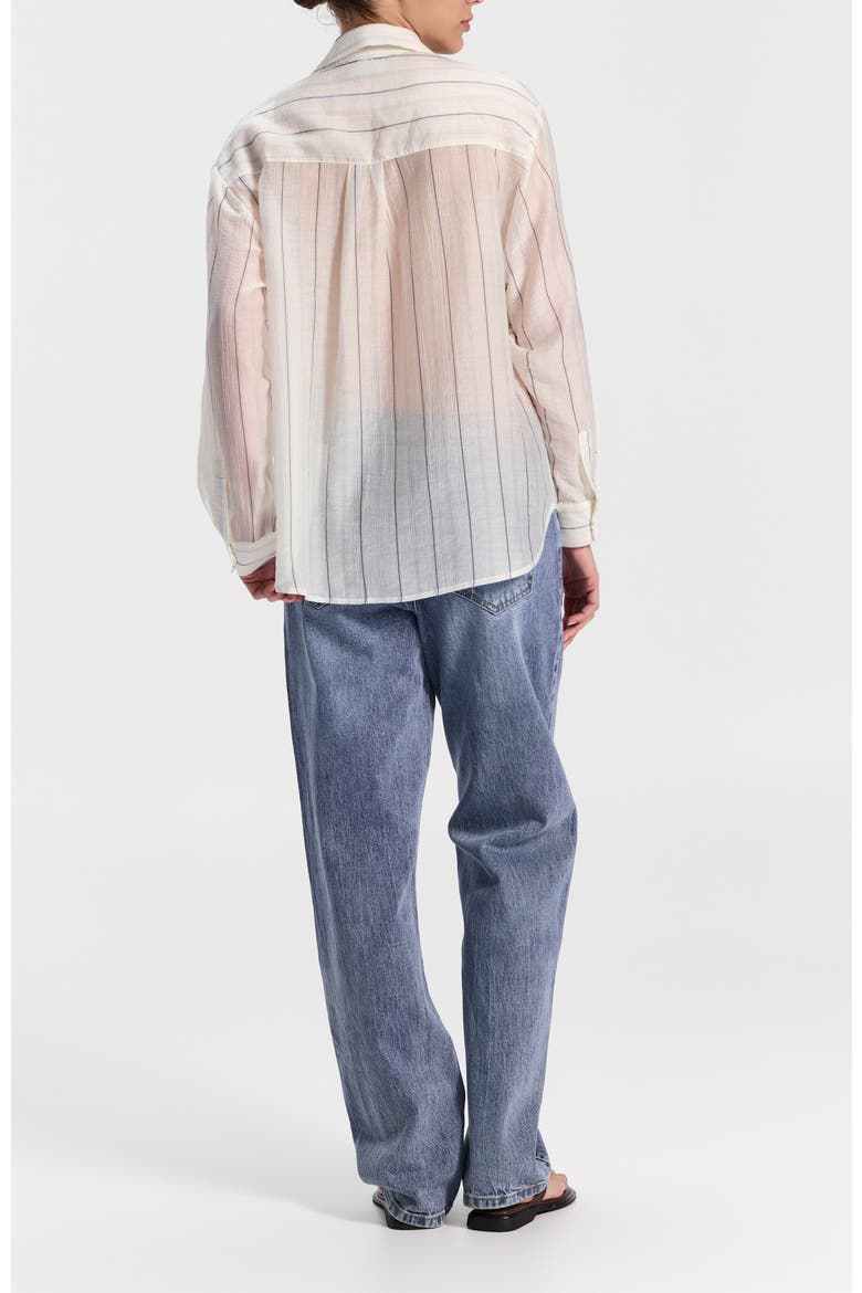 Striped Button-Up Shirt, Alternate, color, White-Blue Stripes