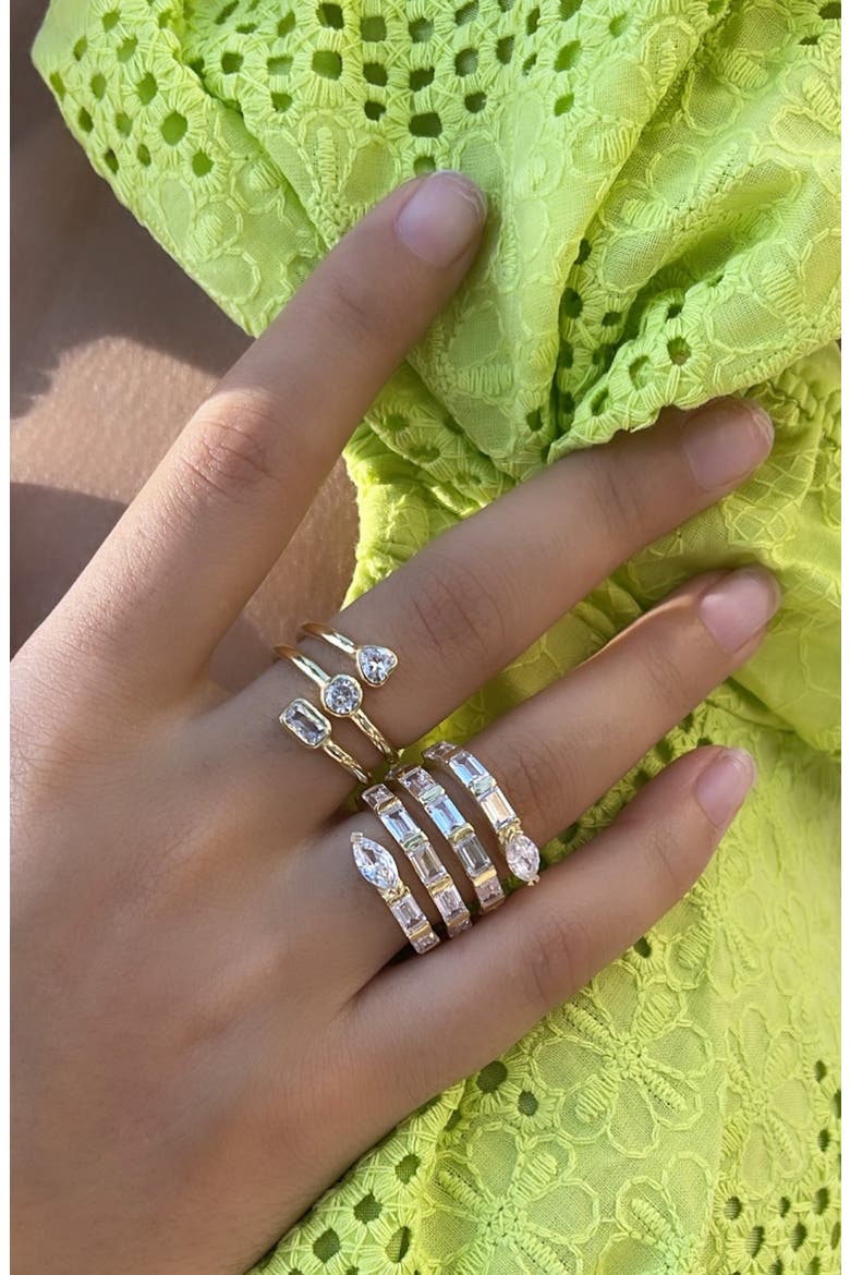 Cubic Zirconia Bezel Wrap Ring, Alternate, color, GOLD/ WHITE