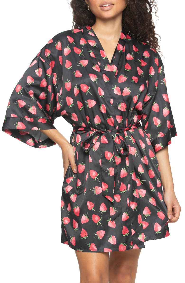 Black Bow Muse Robe, Main, color, Fresh Picked/ Black