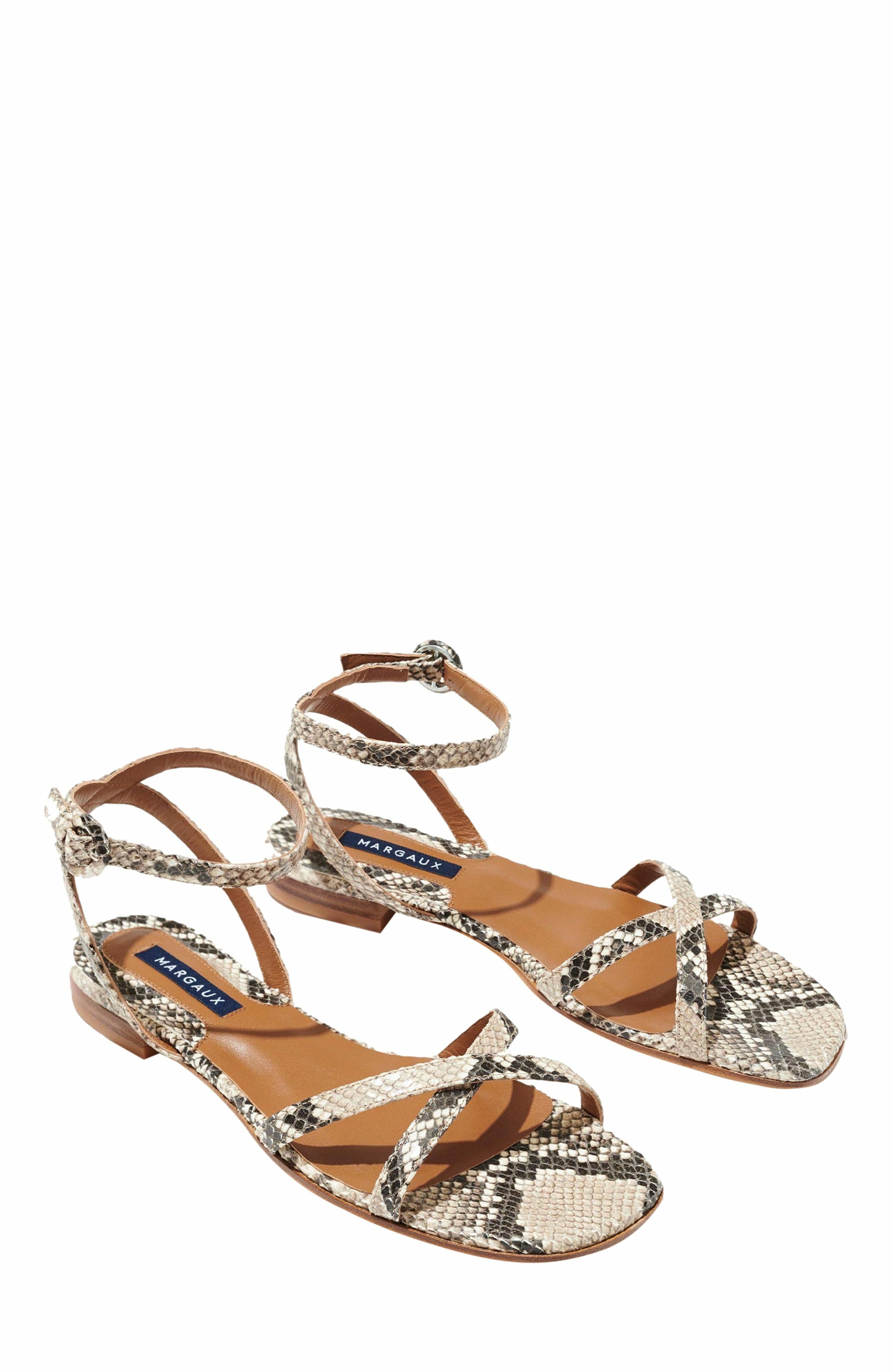 MARGAUX The Flat Sandals, Alternate, color, Natural Python Embossed