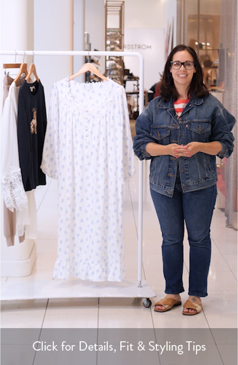 Long Sleeve Stretch Cotton Pointelle Ballet Nightgown, sales video thumbnail