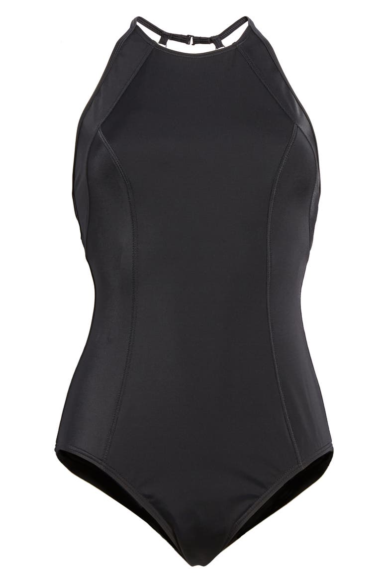 One-Piece Swimsuit, Main, color, BLACK
