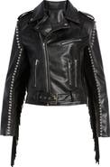 AZALEA WANG Fringe Faux Leather Moto Jacket
