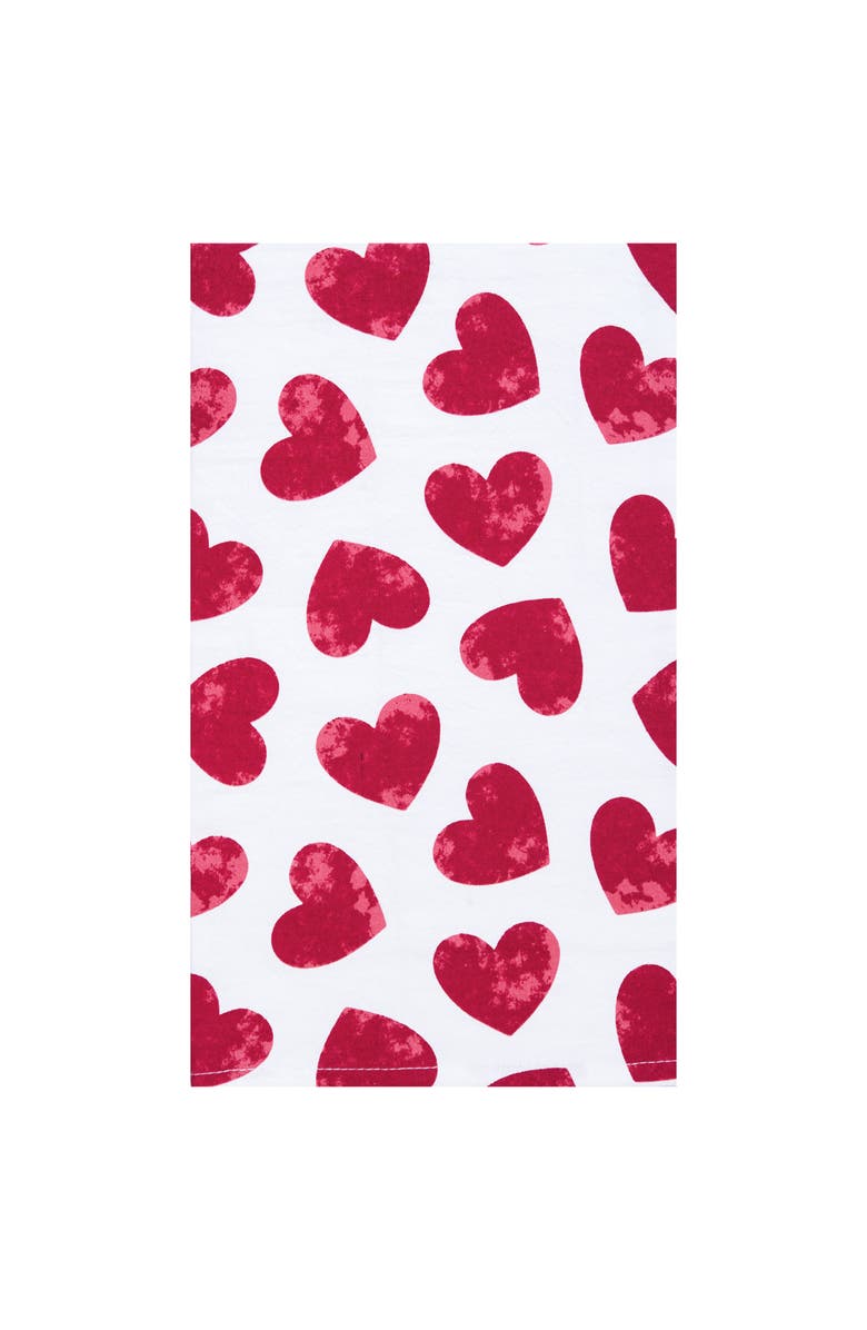 C&F Home Watercolor Heart St. Valentines Kitchen and Bathroom Graphic Print Hand Towel, Main, color, Red