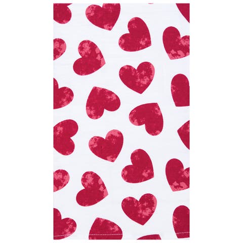 Watercolor Heart St. Valentines Kitchen and Bathroom Graphic Print Hand Towel
