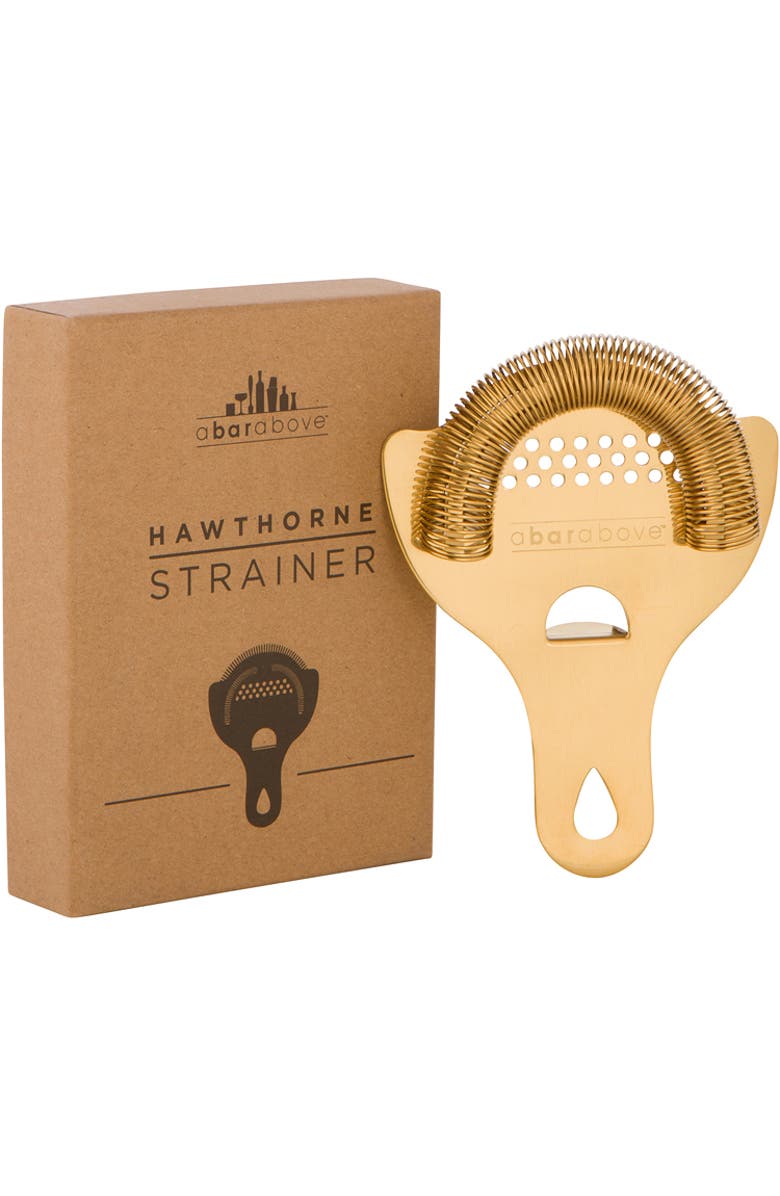 A Bar Above Gold Hawthorne Cocktail Strainer, Main, color, Gold