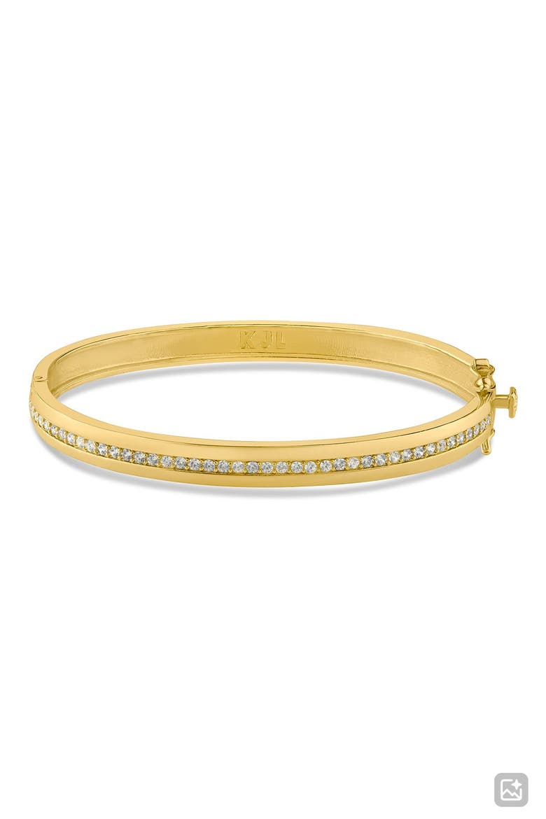 Cubic Zirconia Center Bangle, Main, color, GOLD PLATED