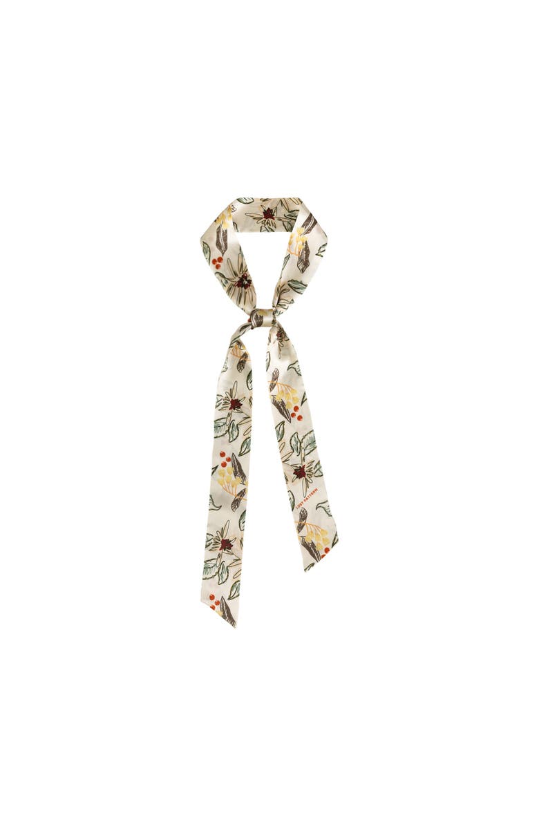 Lost Pattern "Forest Charm" Silk Skinny Scarf, Main, color, Vanilla