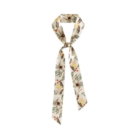 "Forest Charm" Silk Skinny Scarf