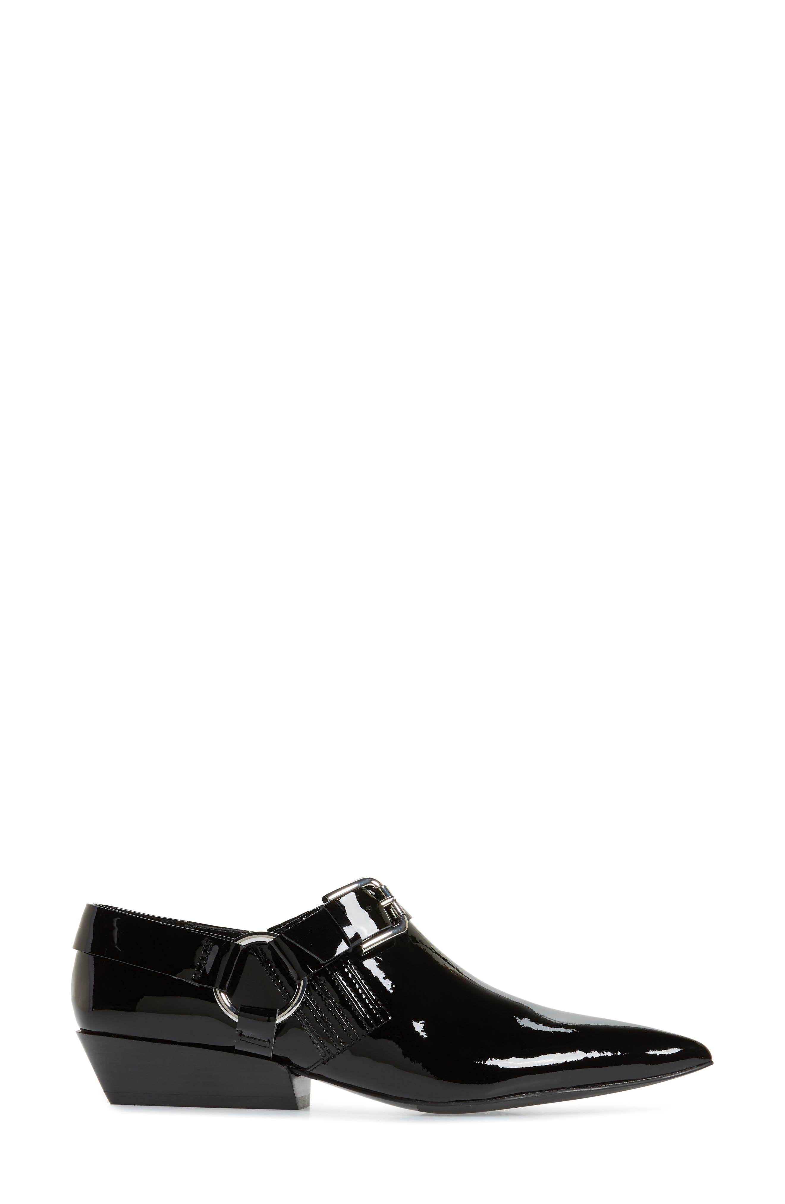 Ellen Low Buckle Bootie, Alternate, color, BLACK PATENT