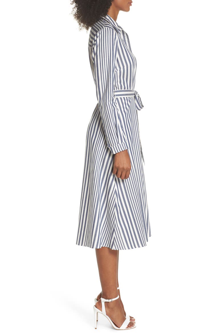Rachel Stripe Shirtdress, Alternate, color, WHITE/ NAVY