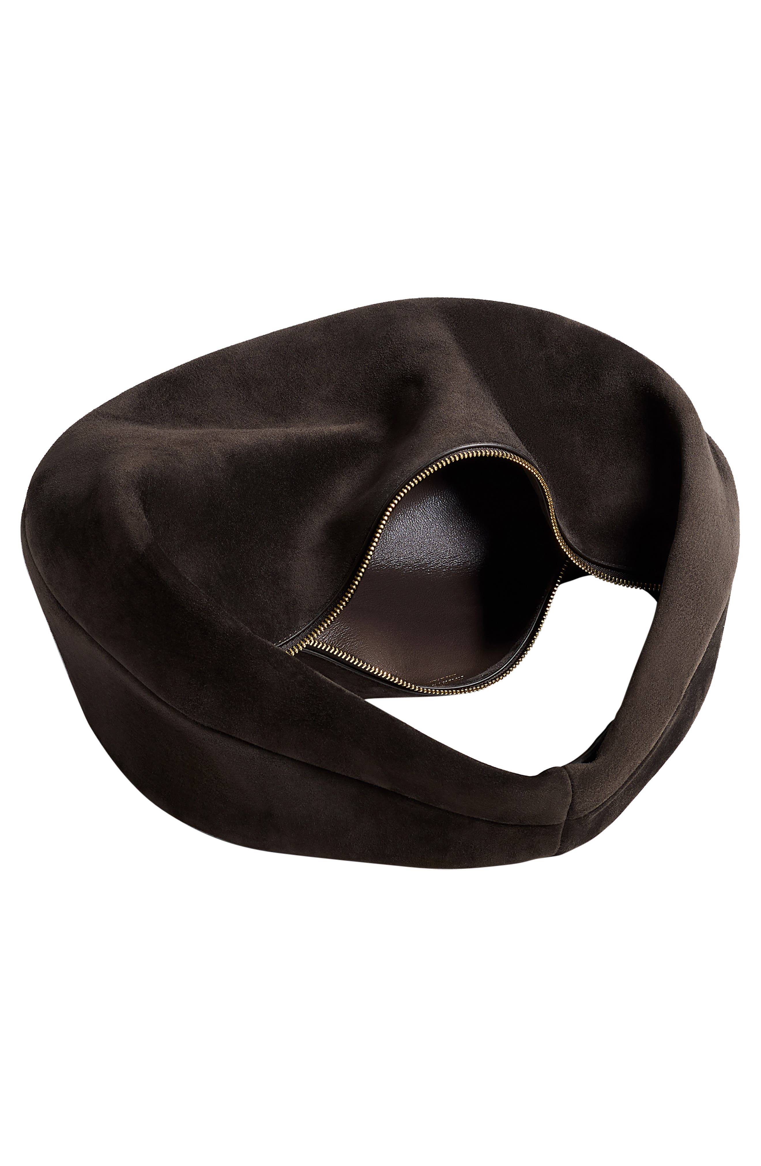 Khaite Medium Olivia Suede Hobo Bag, Alternate, color, Dark Brown