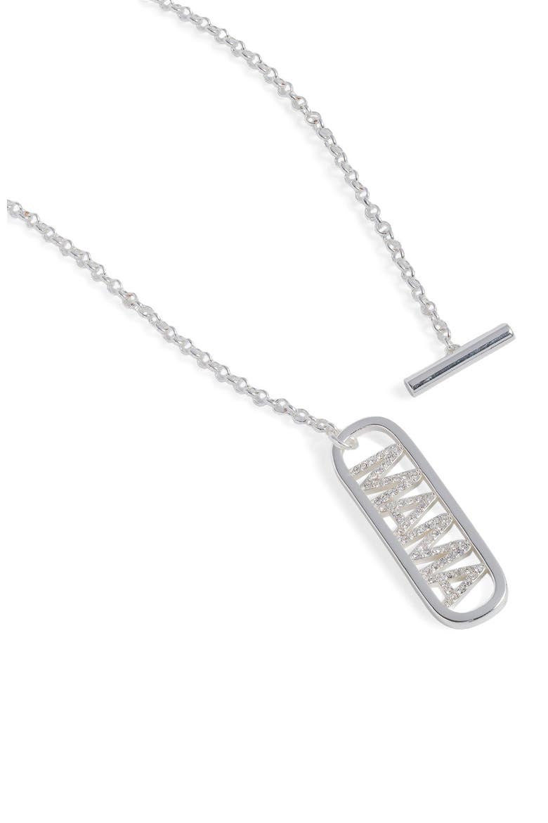 Mama Pave Toggle Necklace, Alternate, color, Silver