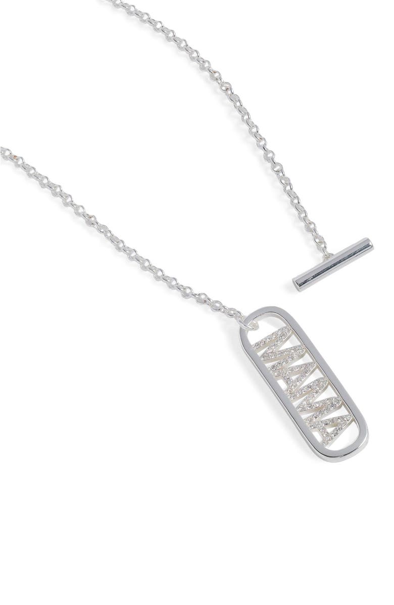 Alex and Ani Mama Pave Toggle Necklace, Alternate, color, Silver