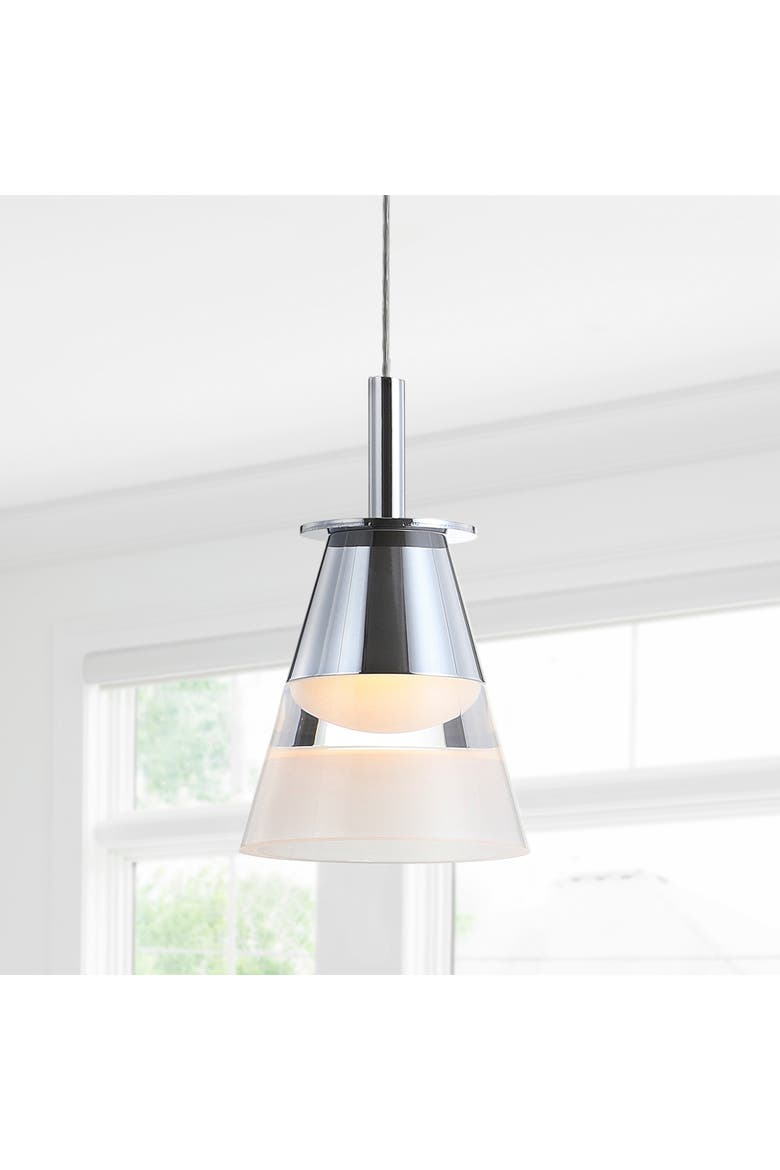 Alain 1-Light Adjustable Metal Integrated LED Pendant, Alternate, color, Chrome/White