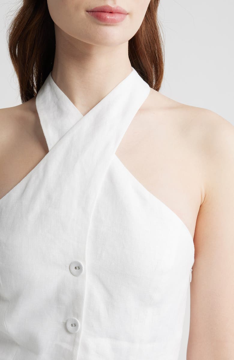 Reformation Tate Cross Neck Linen Top, Alternate, color, White