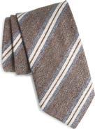 David Donahue Stripe Textured Silk Tie