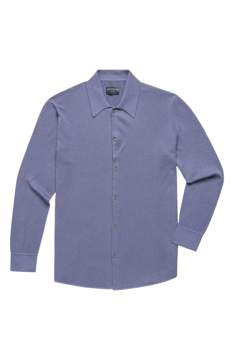 Goodlife Mini Waffle Long Button-Up Shirt, Alternate, color, Heron