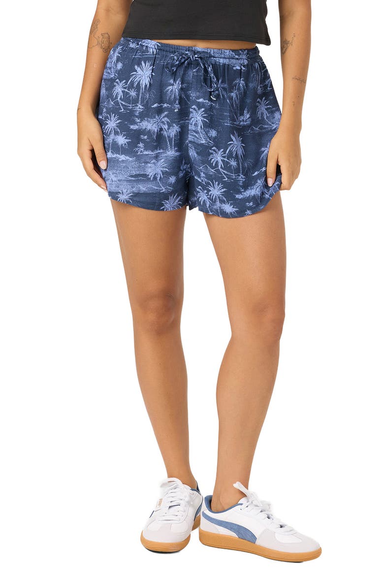 Millie Tropical Scene Shorts, Main, color, NIGHTSHADOW BLUE