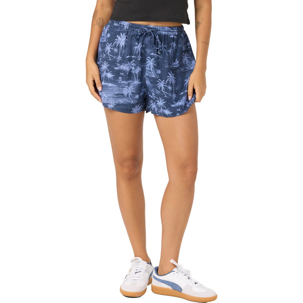 O'Neill Millie Tropical Scene Shorts in Nightshadow Blue at Nordstrom, Size Xx-Large