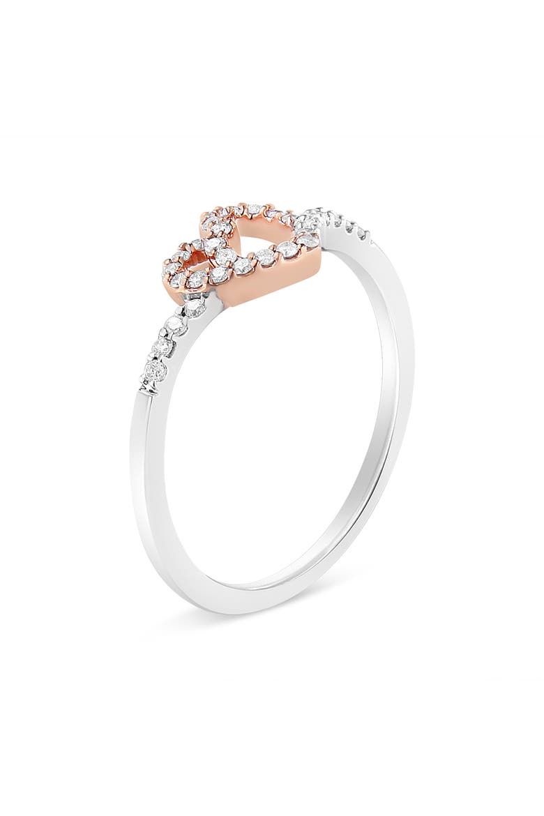 14K Rose Gold Plated Silver 1/5 Cttw Diamond Open Heart Promise Ring, Alternate, color, Pink