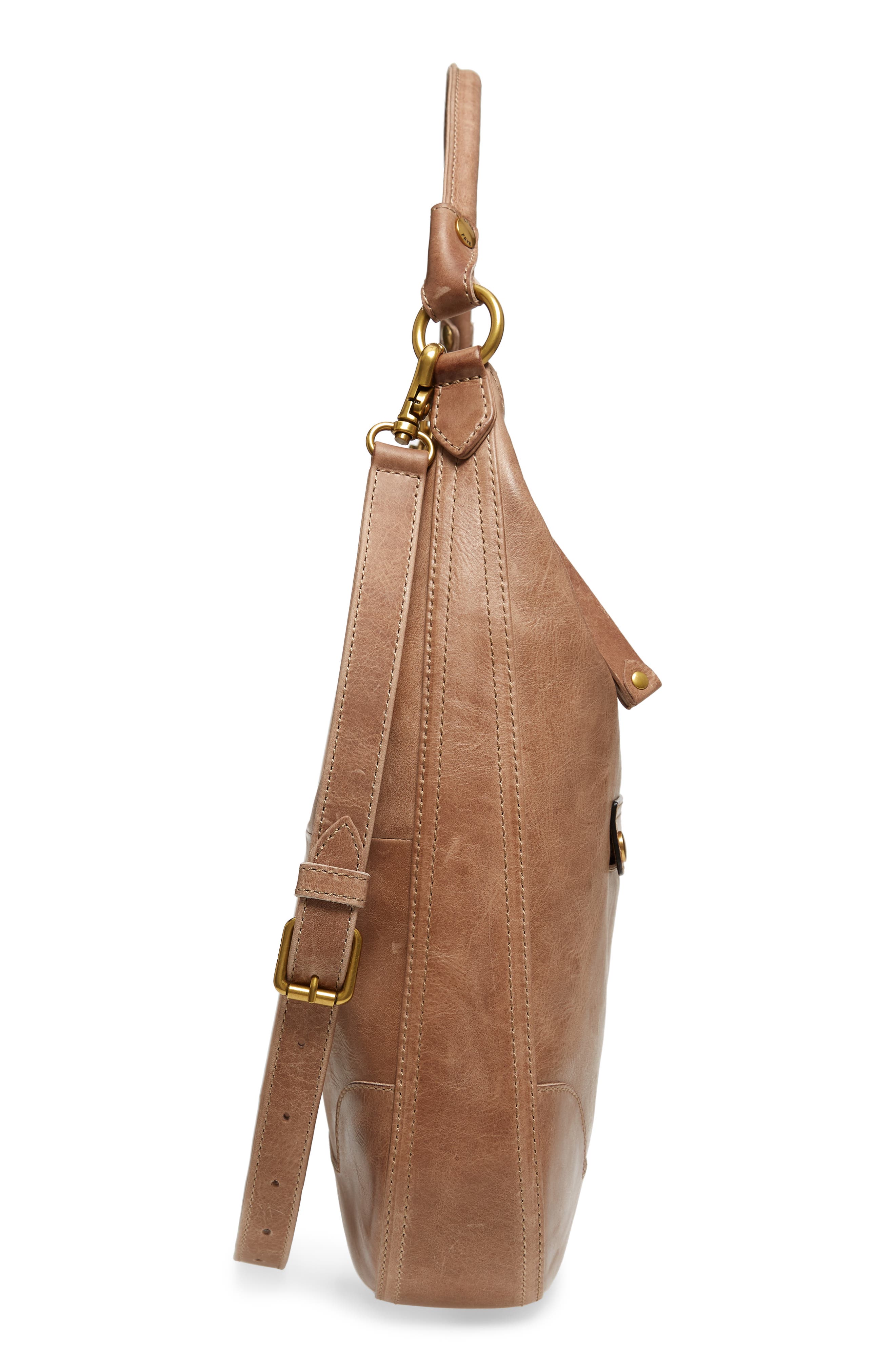Melissa Large Leather Hobo, Alternate, color, DARK TAUPE