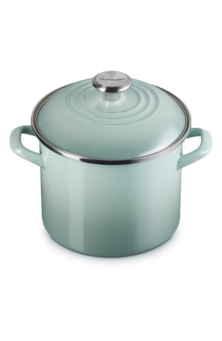 Le Creuset 6-Quart Enameled Stainless Steel Stock Pot, Main, color, Sea Salt