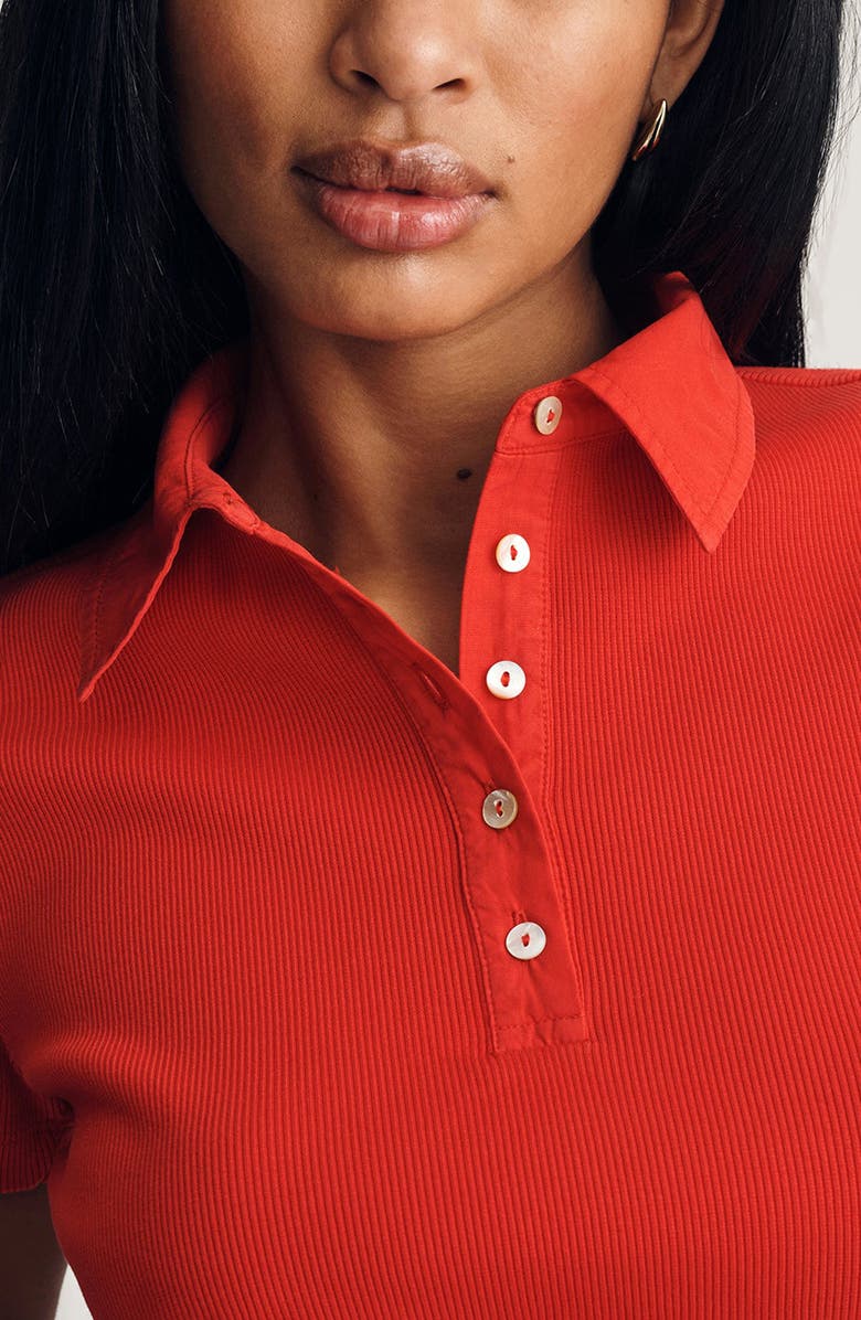 Mavi Jeans Crop Stretch Cotton Rib Polo T-Shirt, Alternate, color, 