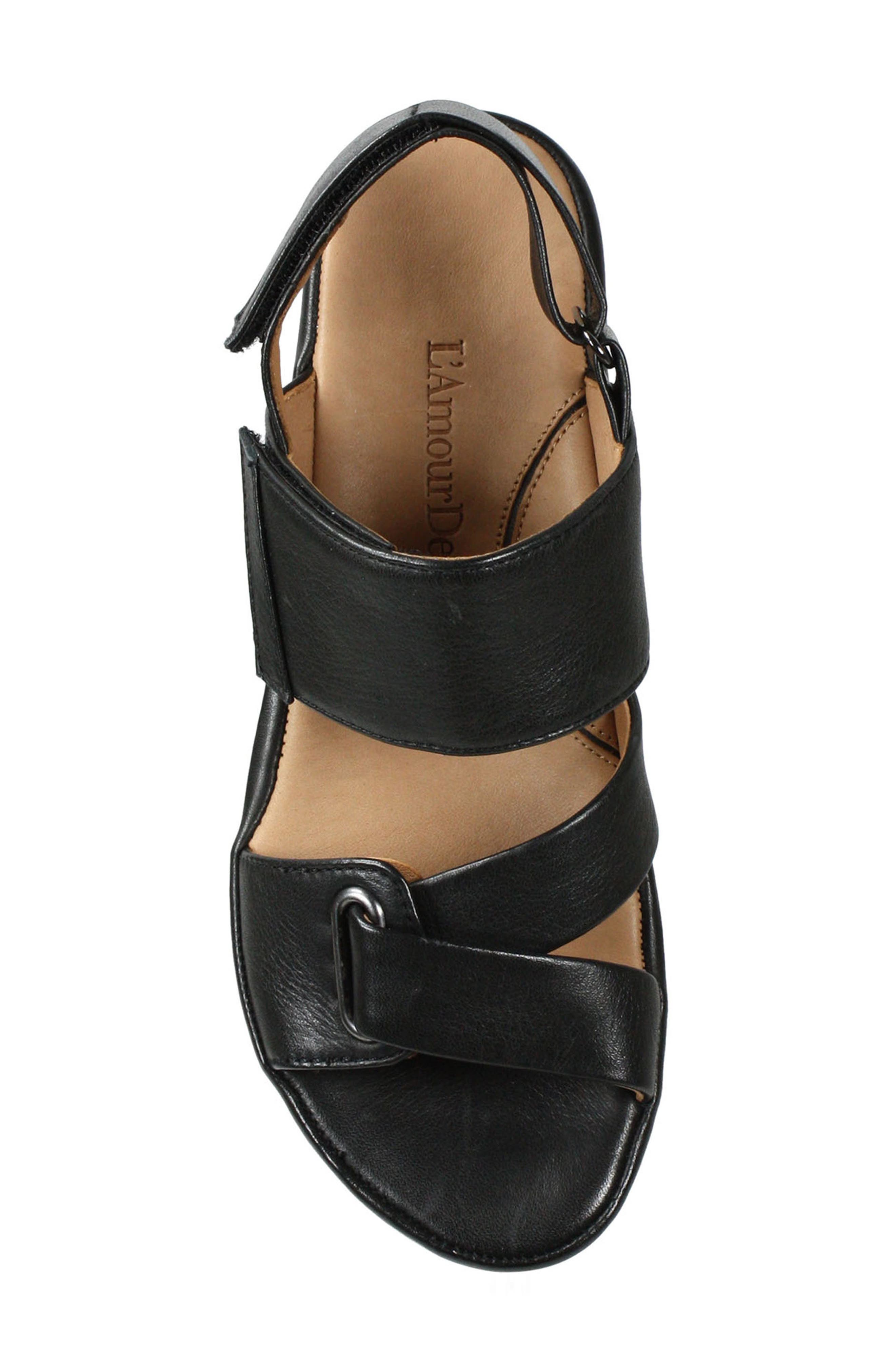 Calantha Wedge Sandal, Alternate, color, BLACK LEATHER