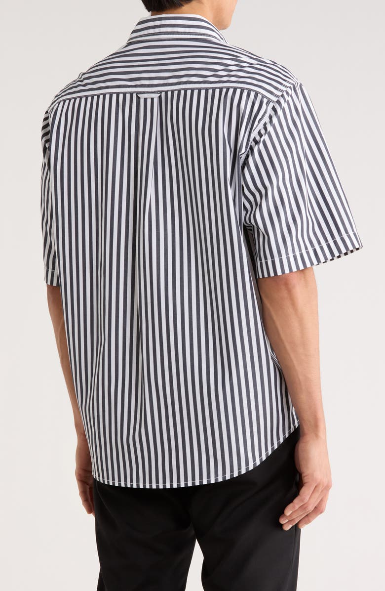 BOSS Eratino Stripe Short Sleeve Button-Up Shirt, Alternate, color, Dark Blue
