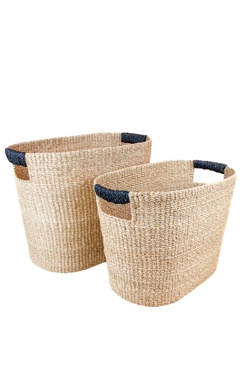 Rounded Oval Basket, Set of 2, Main, color, Black