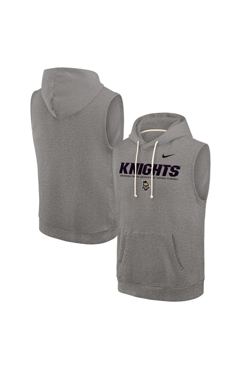 Nike Men's Nike Heather Gray UCF Knights 2025 Sideline Standard Issue Sleeveless Hoodie, Main, color, Heather Gray